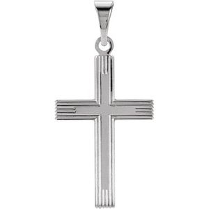 14K White 18x12 mm Cross Pendant with Design - BN & CO JEWELRY