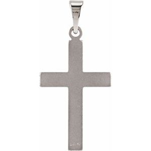 14K White 18x12 mm Cross Pendant with Design - BN & CO JEWELRY