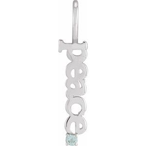 Sterling Silver Natural Aquamarine Peace Charm/Pendant - BN & CO JEWELRY