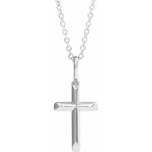 Sterling Silver 20x11 mm Knife-Edge Cross 16-18" Necklace - BN & CO JEWELRY