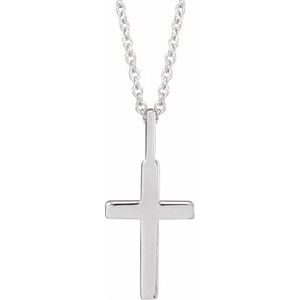 Sterling Silver 20x11 mm Knife-Edge Cross 16-18" Necklace - BN & CO JEWELRY