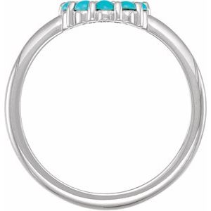 Sterling Silver Natural Turquoise Cabochon Halo-Style Ring - BN & CO JEWELRY