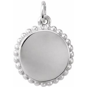 Sterling Silver Engravable Beaded Disc Pendant - BN & CO JEWELRY