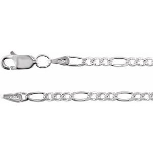 Sterling Silver 2.5 mm Figaro Chain 7" Bracelet - BN & CO JEWELRY