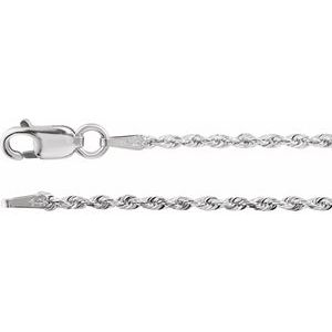 Rhodium-Plated Sterling Silver 1.3 mm Diamond-Cut Rope 18" Chain - BN & CO JEWELRY
