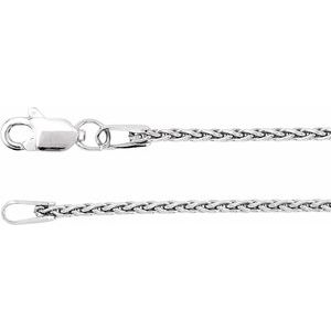 Rhodium-Plated Sterling Silver 1.25 mm Wheat 24" Chain - BN & CO JEWELRY